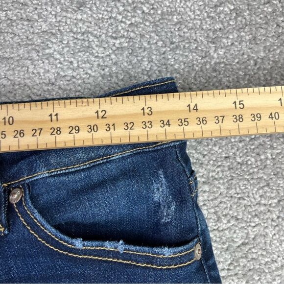 KanCan Jeans Women's 7/27 Blue Skinny Mid-Rise Dark Denim Stretch Distressed - Picture 8 of 12